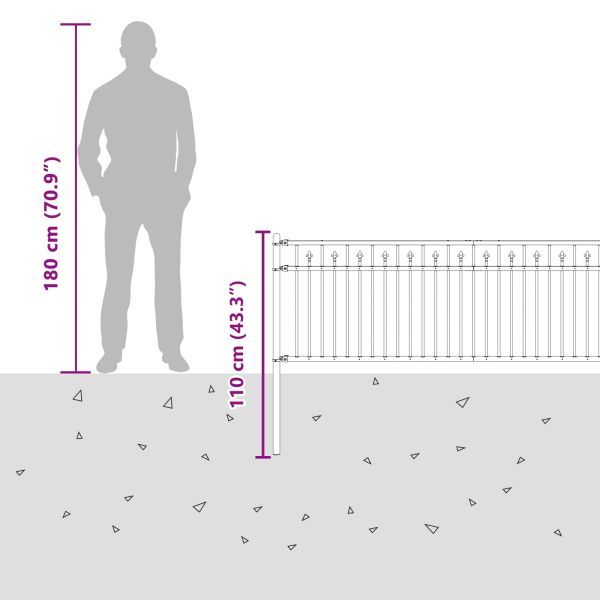 Оградна колче Черно 200 x 110 см Прахово боядисана стомана