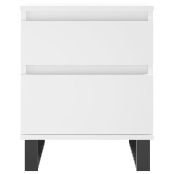 Нощни шкафчета, 2 бр, бели, 40x35x50 см, инженерно дърво