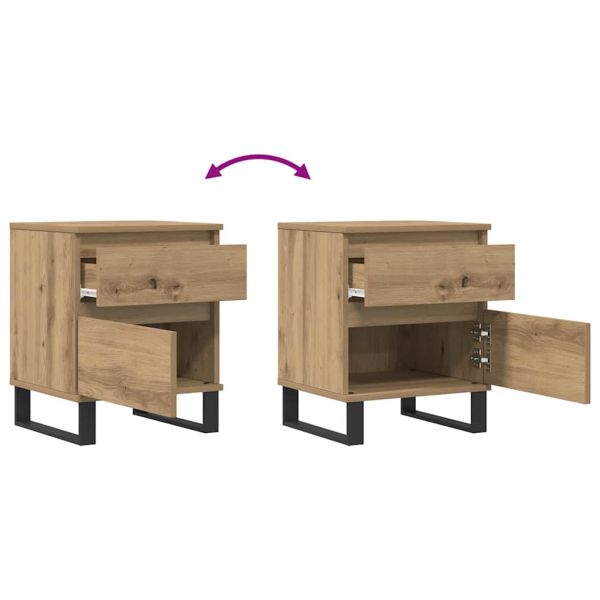 Нощни шкафчета 2 бр дъб артизан 40x35x50 см инженерно дърво