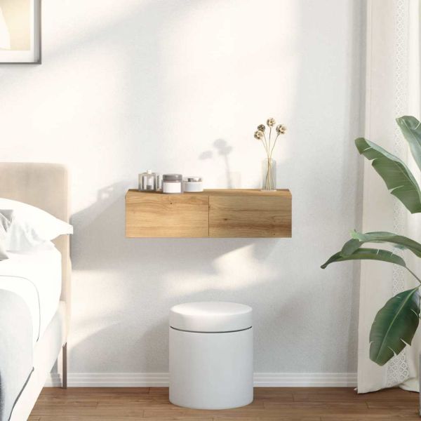 Стенен рафт с чекмеджета 60x26,5x15 см инженерно дърво