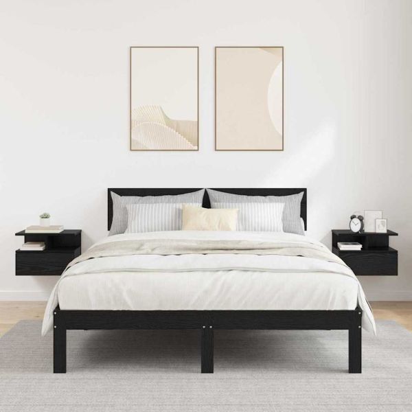 Плаваща нощно шкафче 2 pcs Черния дъб 40 x 31 x 28 см