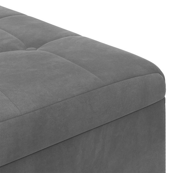 Стол с бутон с възглавница Тъмен сив 80 x 80 x 45 cm Кадифе
