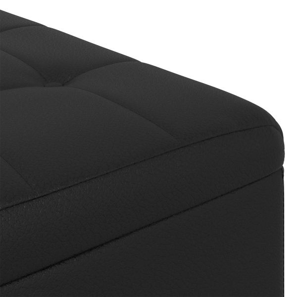 Стол с бутон с възглавница Черно 80 x 80 x 45 cm Изкуствена