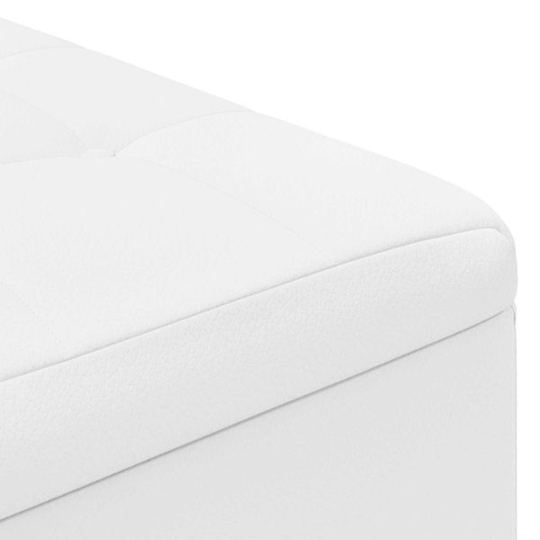 Стол с бутон с възглавница Бяло 80 x 80 x 45 cm Изкуствена