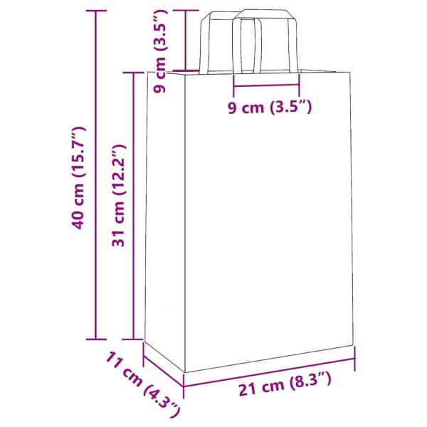 Хартиени торбички 50 бр с дръжки бели 21x11x31 см