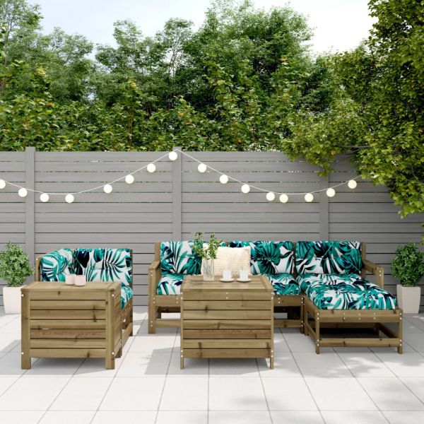 Градински комплект диван от 7 части, импрегниран бор