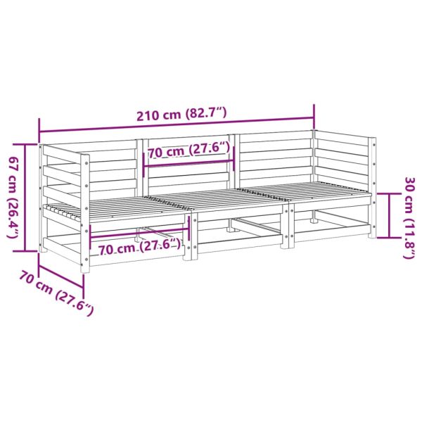Градински комплект диван от 3 части, дугласка ела масив