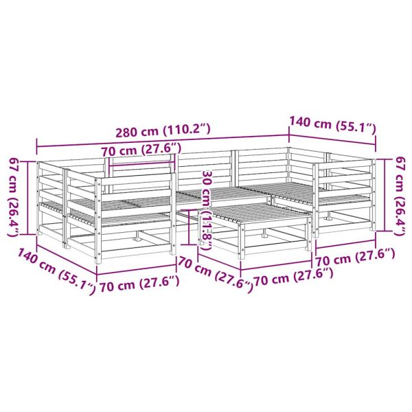 Градински комплект диван от 7 части, дугласка ела масив