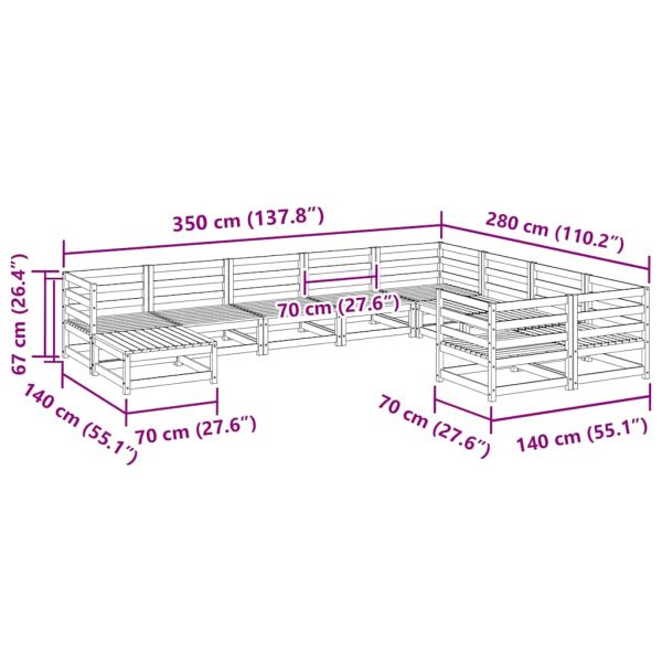 Градински комплект диван от 10 части, дугласка ела масив