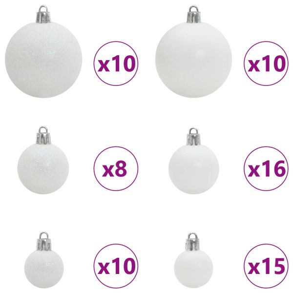 Изкуствено коледно дърво с хингед Бяло 270 cm PVC и стомана