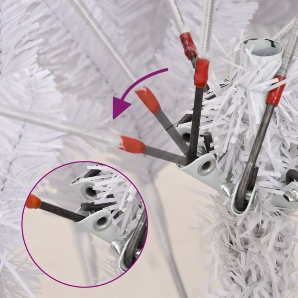 Изкуствена коледна елха с шарнири и стойка бяла 270 см