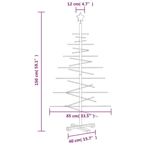 Дървена коледна елха за декорация 150 см масивно чамово дърво