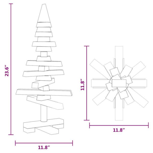 Дървена коледна елха за декорация 60 см масивно чамово дърво