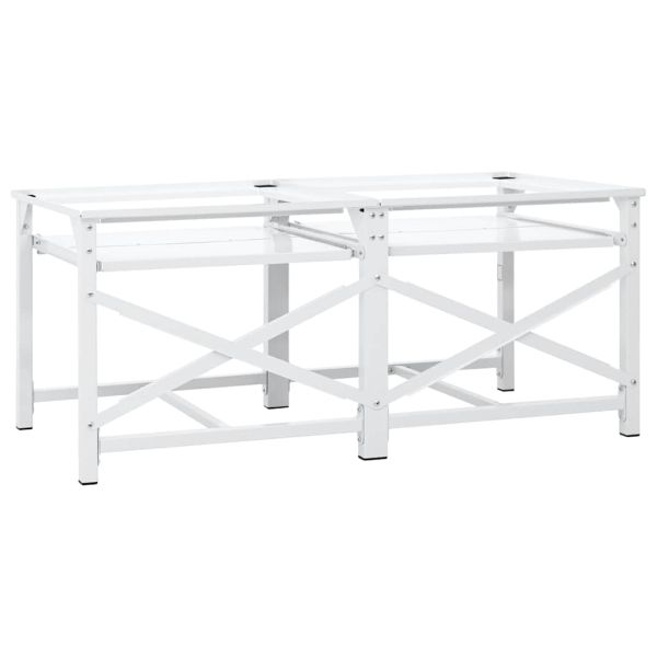 Двоен пиедестал за перални машини с издърпващи се рафтове Бял