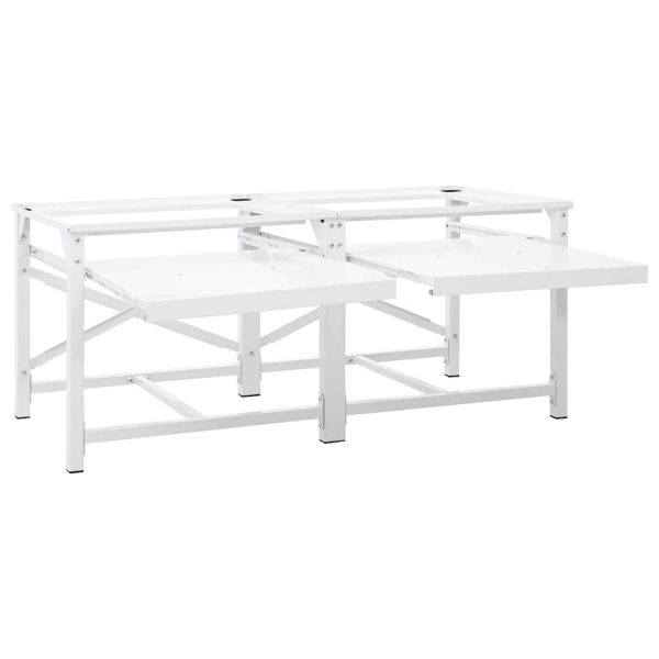 Двоен пиедестал за перални машини с издърпващи се рафтове Бял