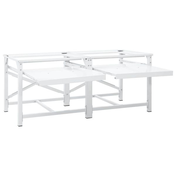 Двоен пиедестал за перални машини с издърпващи се рафтове Бял