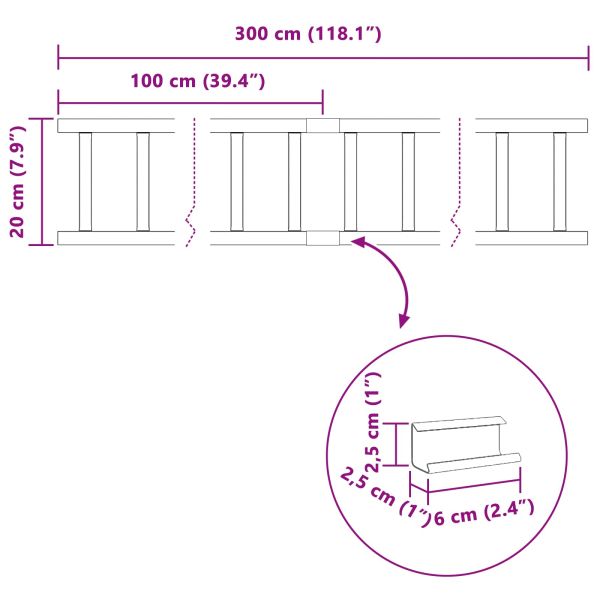 Снегозадържател за покрив Червено 300 x 2,5 x 20 см Стомана