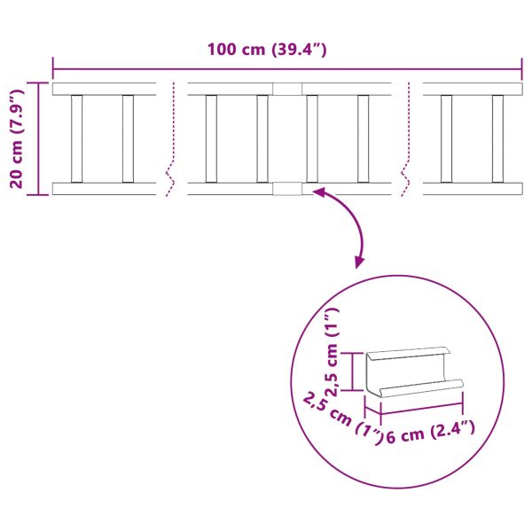 Снегозадържател за покрив Черно 100 x 2,5 x 20 см Стомана
