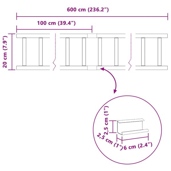 Снегозадържател за покрив Черно 600 x 2,5 x 20 см Стомана