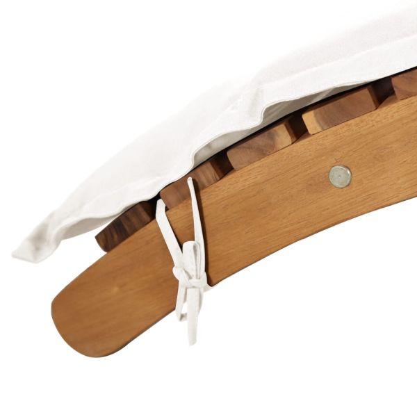 Шезлонг с шалте, акациево дърво масив, кремав