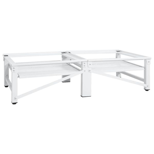 Стойка за пералня и сушилня с изтеглящи се рафтове, бяла