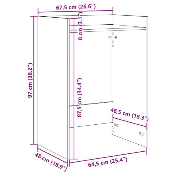 Шкаф за пералня Бяло 67,5 x 48 x 97 см Инженерно дърво