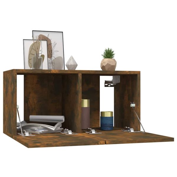 Окачени ТB шкафове, 3 бр, опушен дъб, 60x30x30 см