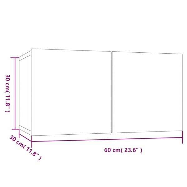 Висящ шкаф, сив сонома, 2 бр, 60x30x30 см, инженерно дърво