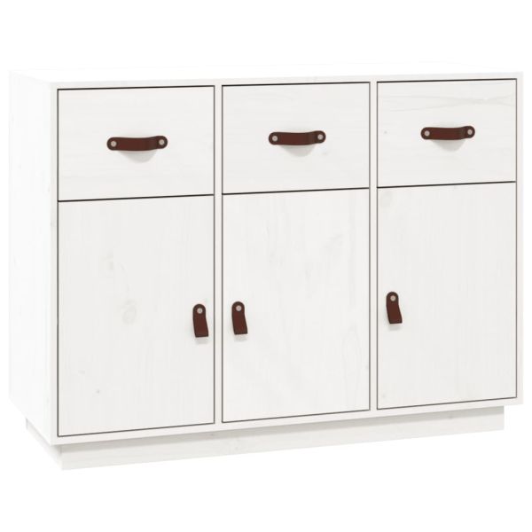 Сайдборд, бял, 100x40x75 см, бор масив