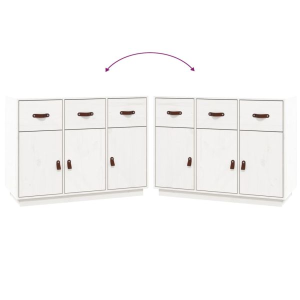 Сайдборд, бял, 100x40x75 см, бор масив