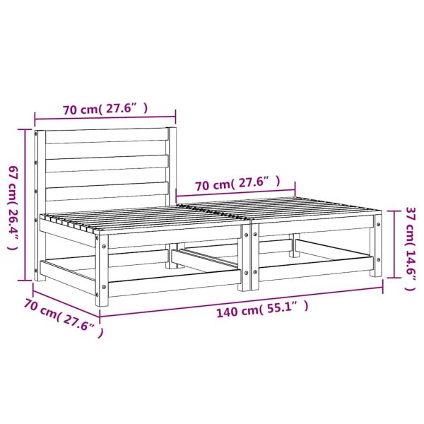 Градинско кресло без подлакътници, с табуретка, дуглас масив