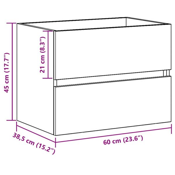 Шкаф за мивка в баня с чекмедже Черния дъб 60 x 38,5 x 45 cm