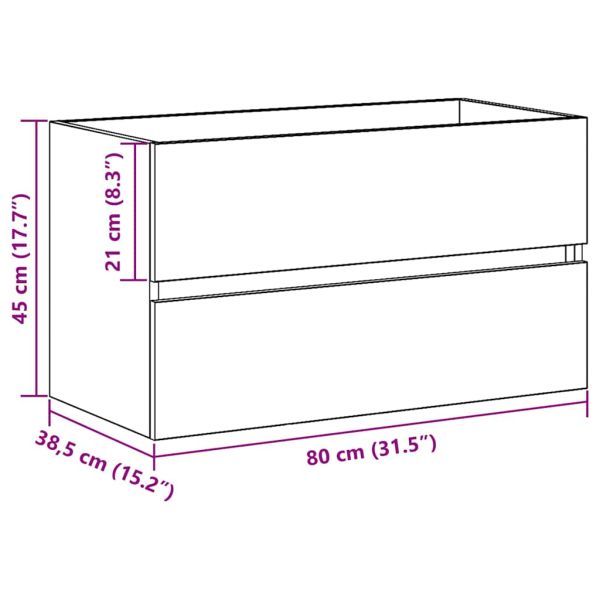 Шкаф за мивка в баня с чекмедже Черния дъб 80 x 38,5 x 45 cm