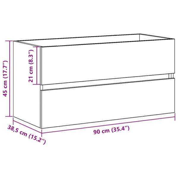 Шкаф за мивка в баня с чекмедже Черния дъб 90 x 38,5 x 45 cm