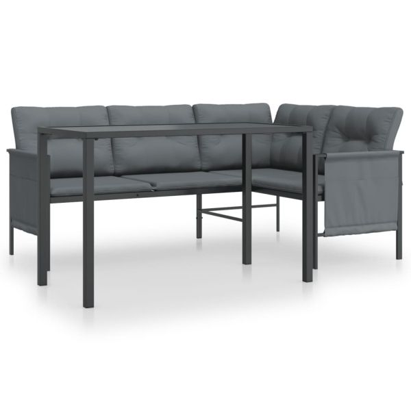 Градински трапезен комплект от 2 части, антрацит, стомана