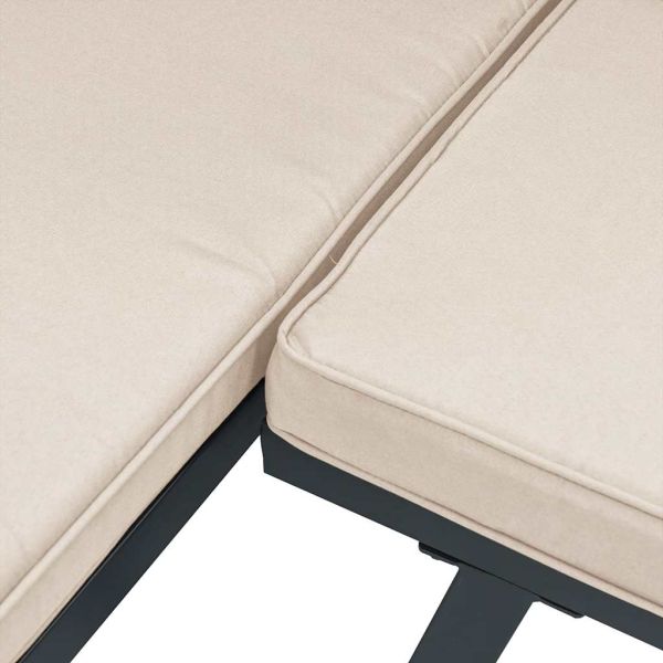 Комплект градински диван от 5 части с възглавници черен стомана