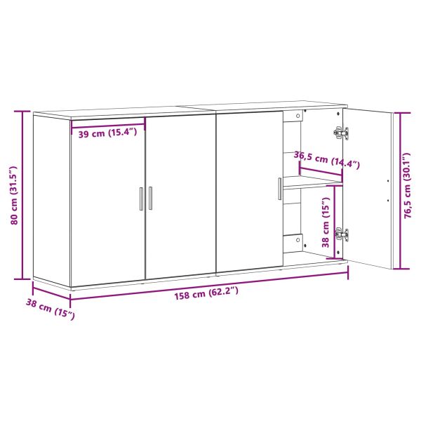 Служебен шкаф 2 pcs Дъб 79 x 38 x 80 см Инженерно дърво