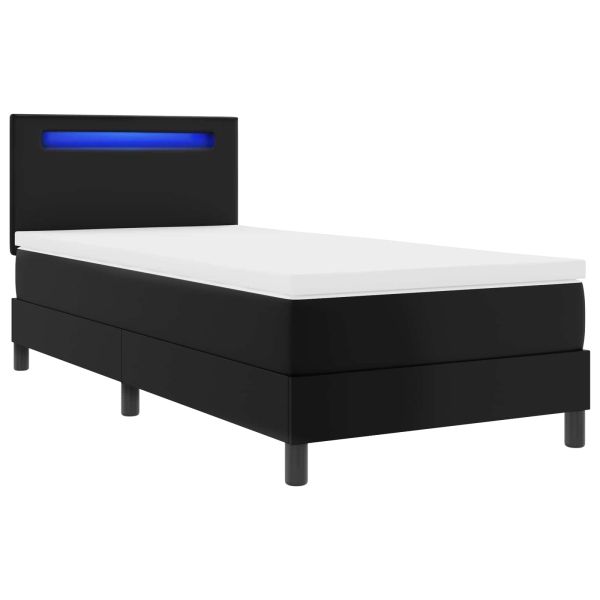 Легло с пружинирана основа Черно 90 x 190 cm Изкуствена