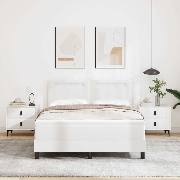 Легло с пружинирана основа Бяло 160 x 200 cm Изкуствена