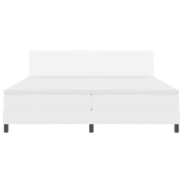 Легло с пружинирана основа с LED Бяло 200 x 200 cm Изкуствена