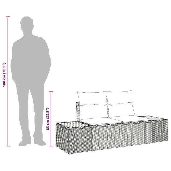 Градински диван Сив 184 x 62 x 85см полиратан