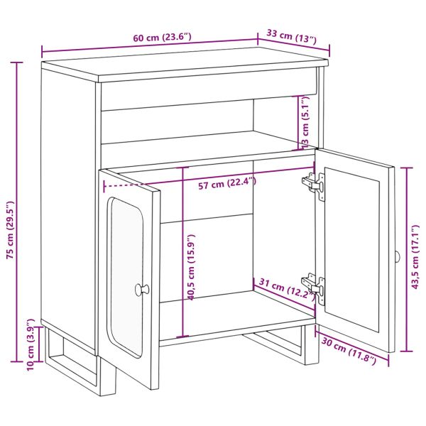 Служебен шкаф Кафяво 60 x 33 x 75 cm Солидно мангово дърво