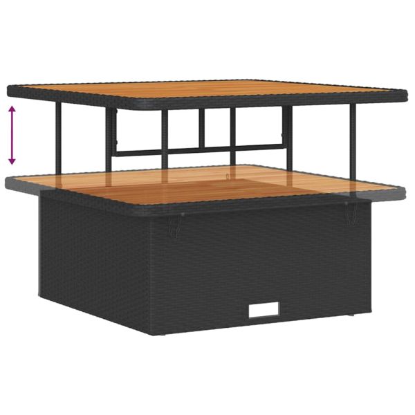 Градински Софа Комплект с възглавница 8 pcs Черно Полиратан