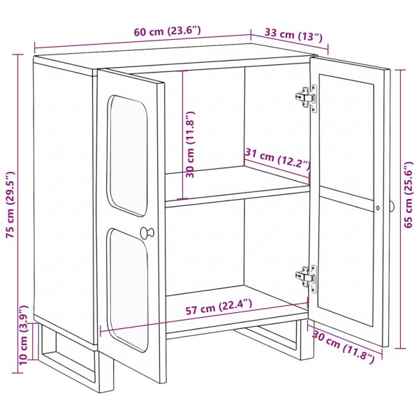 Служебен шкаф Кафяво 60 x 33 x 75 cm Солидно мангово дърво