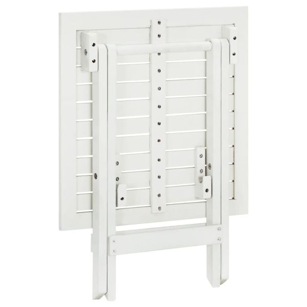 Бистро маса, бяла, 46x46x47 см, акациево дърво масив