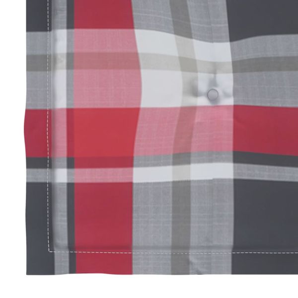 Градински столове, 6 бр, възглавници на червено каре, тик масив