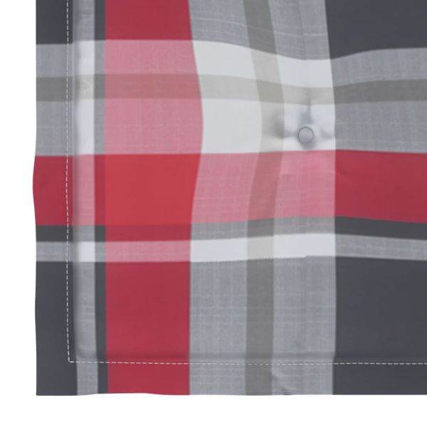 Градински столове, 8 бр, възглавници на червено каре, тик масив