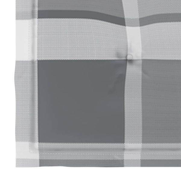 Градински столове, 8 бр, възглавници на сиво каре, тик масив