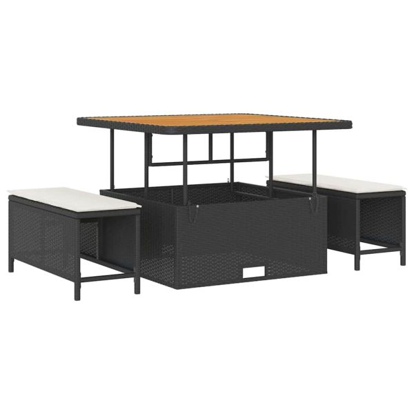 Градински Софа Комплект 17 pcs Черен и кремав полиратан