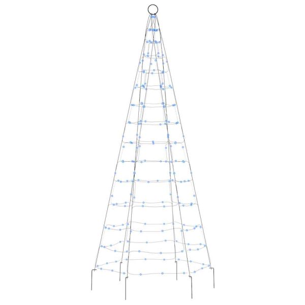 Коледна светеща елха на флагщок 200 LED синьо 180 см